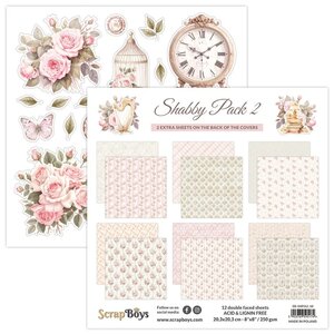 ScrapBoys Shabby Pack 2 Paper Pad 8x8 Inch – 250 gsm Dubbelzijdig Scrapbooking Papier