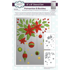 Creative Expressions Poinsettias & Baubles Companion Colouring Stencil – Kleurstencils voor 3D Embossingfolder