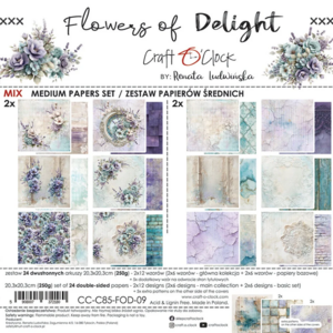 Craft O’Clock Flowers of Delight 8x8 inch Mix Medium Paper Set
