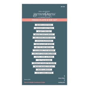 Spellbinders BetterPress Merry & Bright Sentiment Strips BP-049 – kleine kerstteksten met een luxe uitstraling