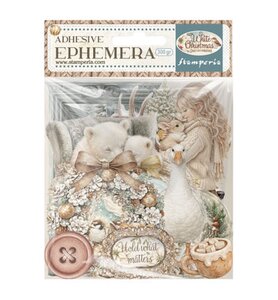 Stamperia White Christmas Adhesive Ephemera – zelfklevende kerstdecoraties
