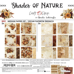 Craft O'Clock Shades of Nature 8x8 Mix Medium Papers Set – CC-C88-SON-09